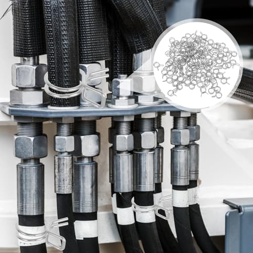 Garneck 100個 ステンレス製ホースクリップ 園芸用散水ホースクランプ 耐腐食性 丈夫な二重リングスプリング構造 水漏れ防止 配管固定用