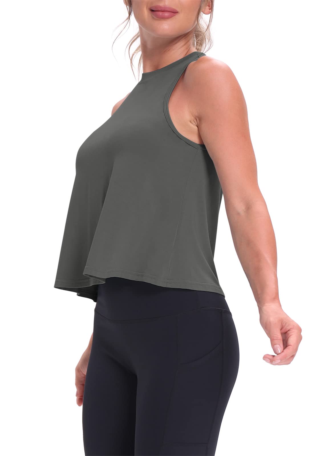 Mippo Camisetas Cortas para Mujer, Camisetas de Entrenamiento para Mujer, Camisetas sin Mangas Cortas con Vuelo, Camisetas atléticas