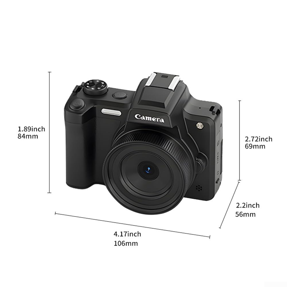 Fotocamera digitale 4K da 68 MP con zoom 28x, fotocamera WiFi Vlogging con schermo flip per fotografia, supporta microfono esterno e scheda TF da 128 GB, ideale per principianti (DC101 nero)