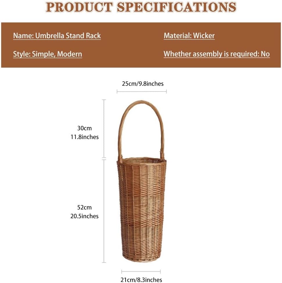 Umbrella Stand Rack Umbrella Stand Indoor Tall Japanese Style Umbrella Storage Bucket, Wicker Weave Umbrella Holder, Household Laundry Basket with Handle, for Doorway, Porch
