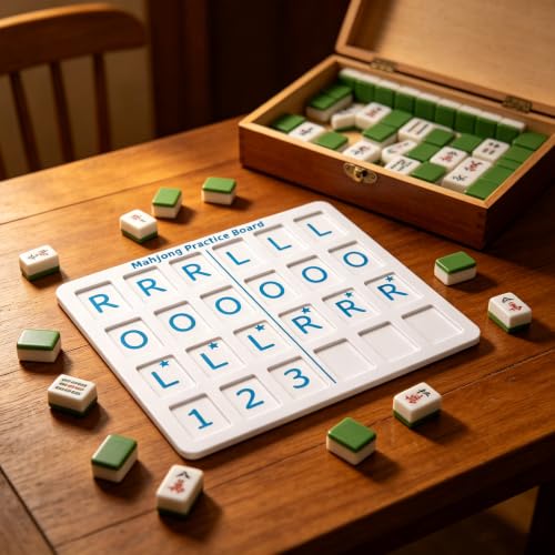 Tablero portátil de práctica Mahjong solo jugador azul miniatura 4