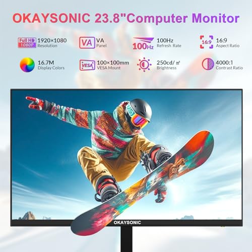 Image of 2 Pack 24 Inch Home Office Computer Monitor, FHD 1080P, FreeSync HDR, Low Blue Light Eye Care, HDMI Input, VESA Mountable Desktop PC Display