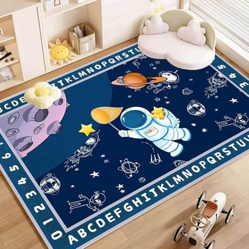 Tapete infantil galaxia azul marino 3x5 pies miniatura 2