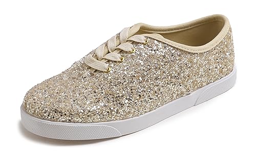Image of FEVERSOLE Women's Fashion Dress Sneakers Party Bling Casual Flats Embellished Shoes