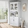 Living Skog Pantry Cabinets – Elegant and Timeless Kitchen Pantry Storage Cabinet with Microwave Stand – Corner Kitchen Cabinets – Hutch Design with Glass Door Storage - 23.67 x 36.19 x 73-inch