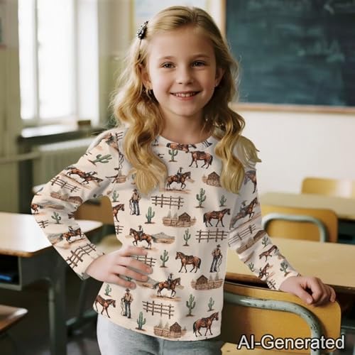 Image of Renewold Boys Girls Tees Kids T-Shirt Long Sleeve Crewneck T Shirts Casual Athletic Tops Clothing for Home School Travel