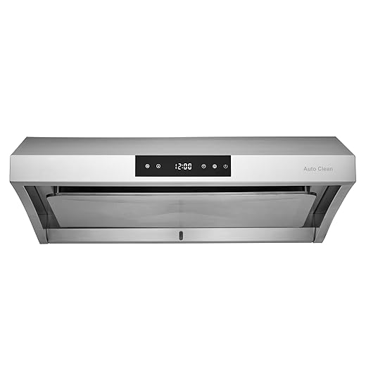 Hauslane | Chef Series Range Hood 30" PS38 PRO PERFORMANCE Stainless Steel Slim Under Cabinet Range Hood Design | Steam Auto Clean, Touch Panel | Superior Perimeter Aspiration Extraction