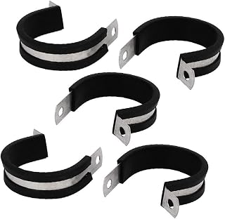 New Lon0167 34mm Dia Featured EPDM Rubber Lined reliable efficacy P Clips Cable Hose Pipe Clamps Holder 5pcs(id:878 97 5a a6b)
