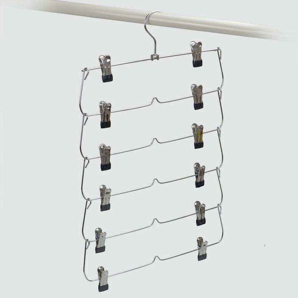 Genérico Percha Plegable De Seis Niveles, De Metal para Ahorrar Espacio | Organizador De Armario Portátil Para Colgar Faldas Y Pantalones, Con Capacidad Para Colgar Hasta 6 Prendas
