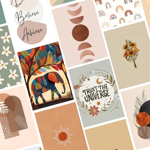 Image of Bohemian Aesthetic Wall Collage Kit Posters (Pack of 28) - 6 x 8 Inches Posters for Wall Decoration - Wall Art For Bedroom, Office, Living room, Dorm room - Double Tape Included (Bohemian, 28)