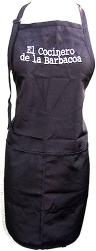 Negro Delantal bordado "El cocinero de la barbacoa