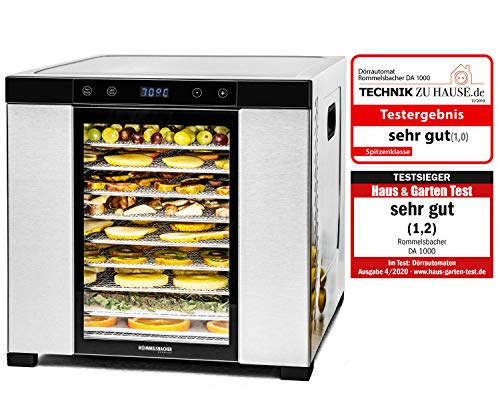 ROMMELSBACHER Dörrautomat Edelstahl 1000W, XXL-Dörrfläche 1,6m², 10 Tabletts, LED, 24h-Zeitschaltuhr, temperaturregelbar (35-75°C) – Bild 3