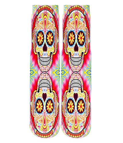 Benefeet Sox Mens Funny Novelty Crazy Crew Tube Socks Unisex 3D Ugly Halloween Skull Print Dress Socks Boys Fun Colorful Skeleton Patterned Design Calf Sock