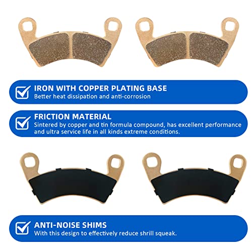 Brake Pads Sintered For Polaris Rzr Xp 1000 2014 2015 2016 2017 2018 2019 2020 2021 2022, 4 Pairs Front & Rear Replacement Heavy-Duty Brake Pads #TOP2