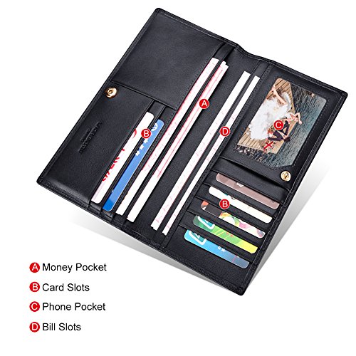 LAORENTOU Genuine Leather Wallet for Men Bifold Wallets with Zipper Coin Pocket Casual Men Purse Slim Wallet Purse for Men (Black)3