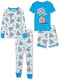 Spotted Zebra Boys' Disney Star Wars Marvel Frozen Princess Snug-Fit Cotton Pajamas Sleepwear Sets Set Pigiama, Captain America, 11-12 Anni