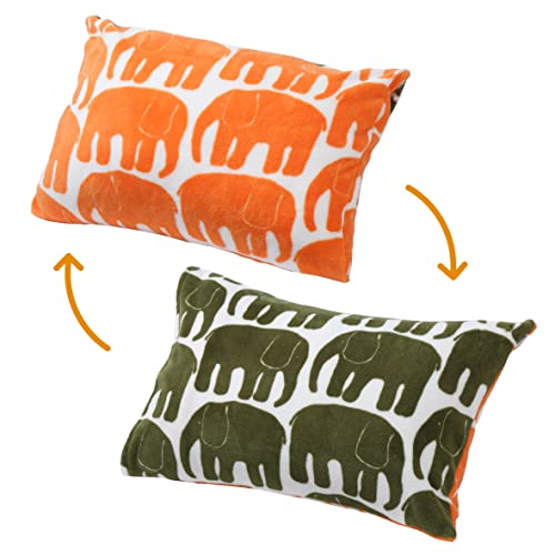 nishikawa 【 西川 】 あったか 枕カバー 63X43cmのサイズの枕に対応 洗える フィンレイソン エレファンティ やわらか なめらか リバーシブル ファスナー式 オレンジ/グリーン PJ02259641