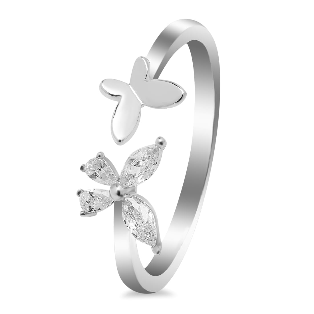 ZAVYA 925 Sterling Silver Designer Cubic Zirconia CZ Butterfly Rhodium Plated Adjustable Ring | Gift for Women & Girls | With Certificate of Authenticity & 925 Hallmark (B0C9ZT7BFQ) Amazon Price History, Amazon Price Tracker