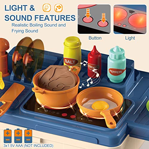 Kinderküche, 4 in 1 Trolley Koffer Spielküche inkl. Kochfeld mit Sound und Licht, Wasserhahn mit Wasser-Pump-Funktion… – Bild 4