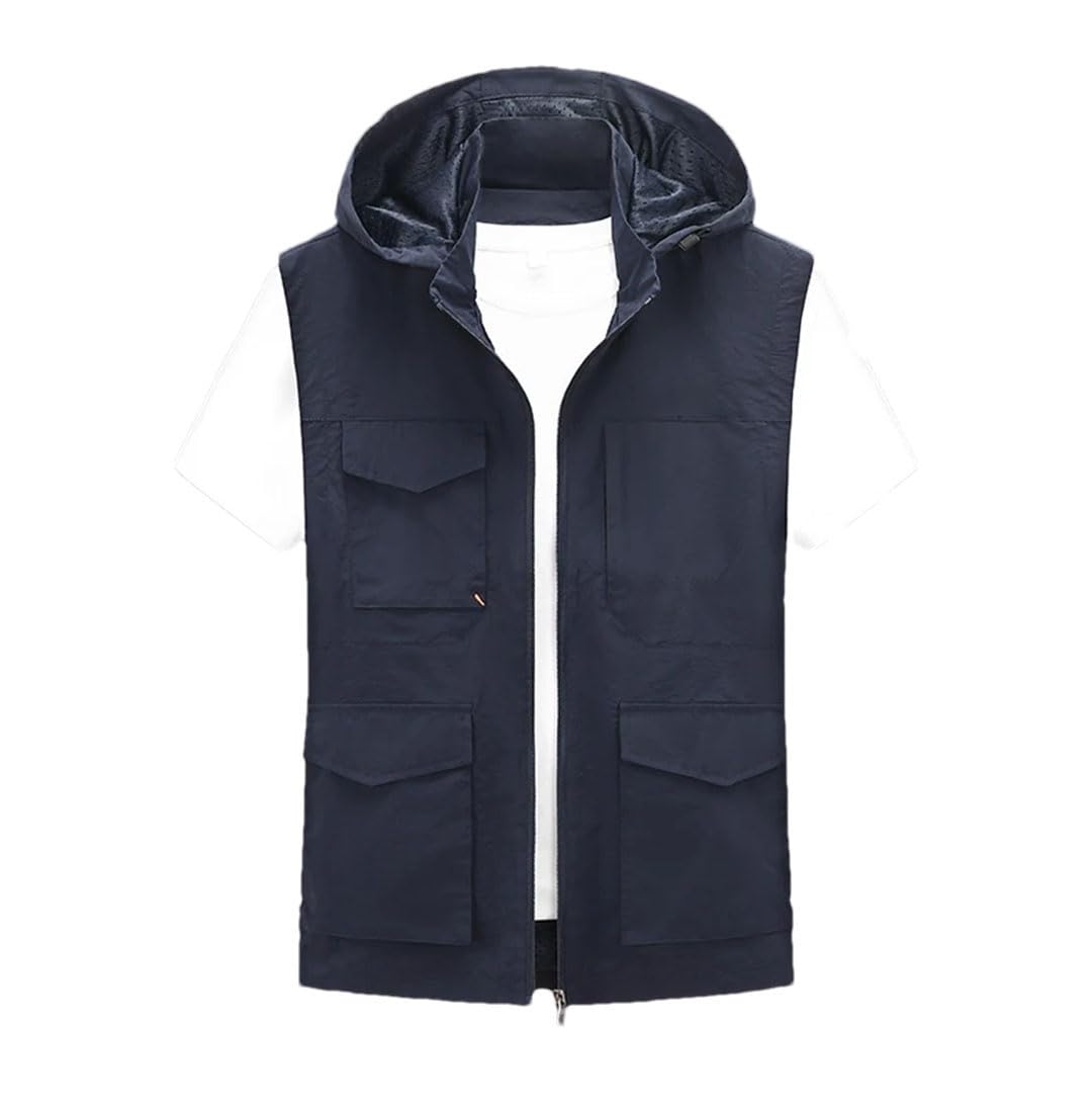 Chaleco para hombre, impermeable, transpirable, para pesca, sin mangas, con capucha, para hombre