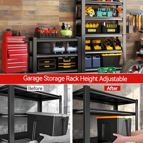Image of Metal Garage Shelving Unit, Heavy Duty 5-Tier Adjustable Storage Rack, Steel Shelving,2000 lbs Capacity, Industrial Shelves for Heavy Tools and Equipment (5-Tier 71 inch H x 35.5 inch W x 14 inch D)