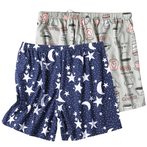 Image of ENJOYNIGHT Women Pajama Shorts Cotton Lounge Bottoms Sleep Shorts with Drawstring & Pockets