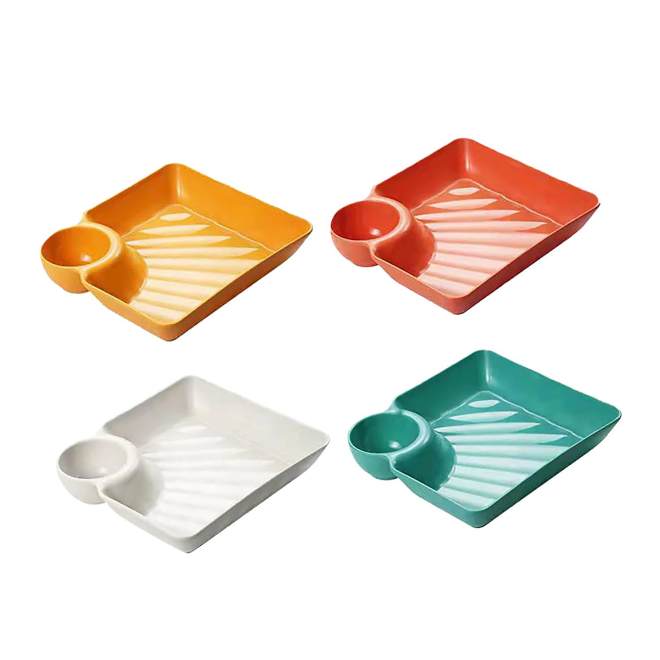 FUNOMOCYA 4-piece Square Snack Plate Set Japanese Serving Plate for Sushi Chips Salads Pp Material Multi-