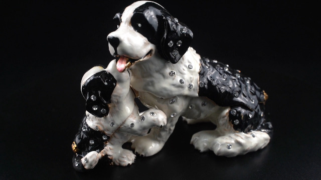 Amazon.com: Janshe Cul Cute Dog Trinket Boxes Hinged Enamel Hand