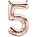 Produktbild partydiscount24 Folienballons / Zahlenballons 0-9 Rose Gold - 36-40 cm Freie Zahlwahl + 1 Gratis Luftballon Rose Gold Ø 30 cm (Zahl - 5)