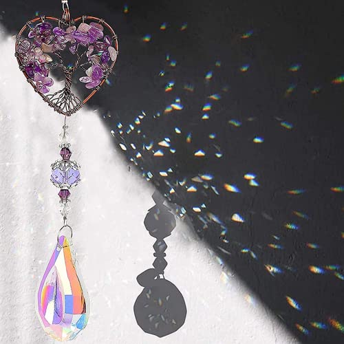 Amethyst sun catchers for windows,novelty gifts for women,Tree of Life Natural Chakra Healing Crystal Stone Spiritual crystal gifts for women - Image 3