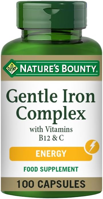 Nature's Bounty Gentle Iron Complex with Vitamins B12 and C Capsules - Pack of 100