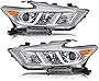 VehicleAid Halogen Headlight Assembly Compatible with 2016-2018 Nissan Maxima S | SL | SV Projector Headlamp w/ LED DRL Driver and Passenger Side (Chrome Housing with Amber Reflector)