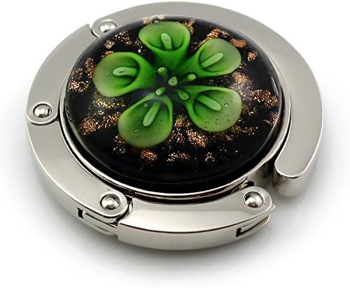 Murano Style Art Glass Folding Purse Hook Hanger ( Green )