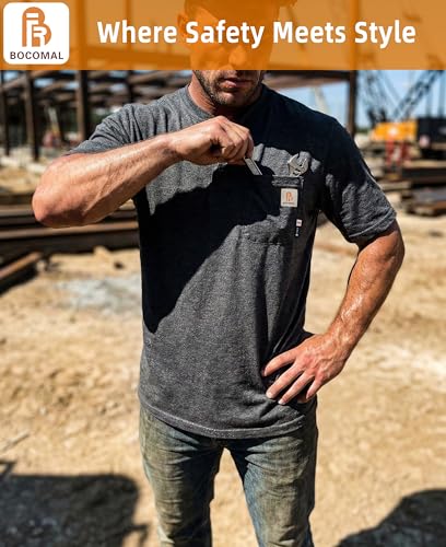 Image of BOCOMAL FR Shirts Flame Resistant Shirt 5.5oz 100% Cotton Light Weight CAT2 Fire Retardant Henley Shirts