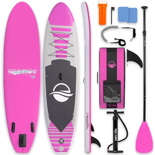 Tabla de Stand Up Paddle hinchable SereneLife - Diseño ancho y estable, cubierta antideslizante para adultos y jóvenes con accesorios de primera calidad: Bolsa de transporte, bomba de doble acción, remo, correa de tobillo - 10'.