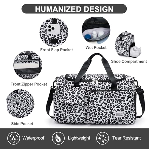 Image of Small Gym Bag for Women, Travel Duffle Bag Carry On Weekender Bag with Shoe Compartment