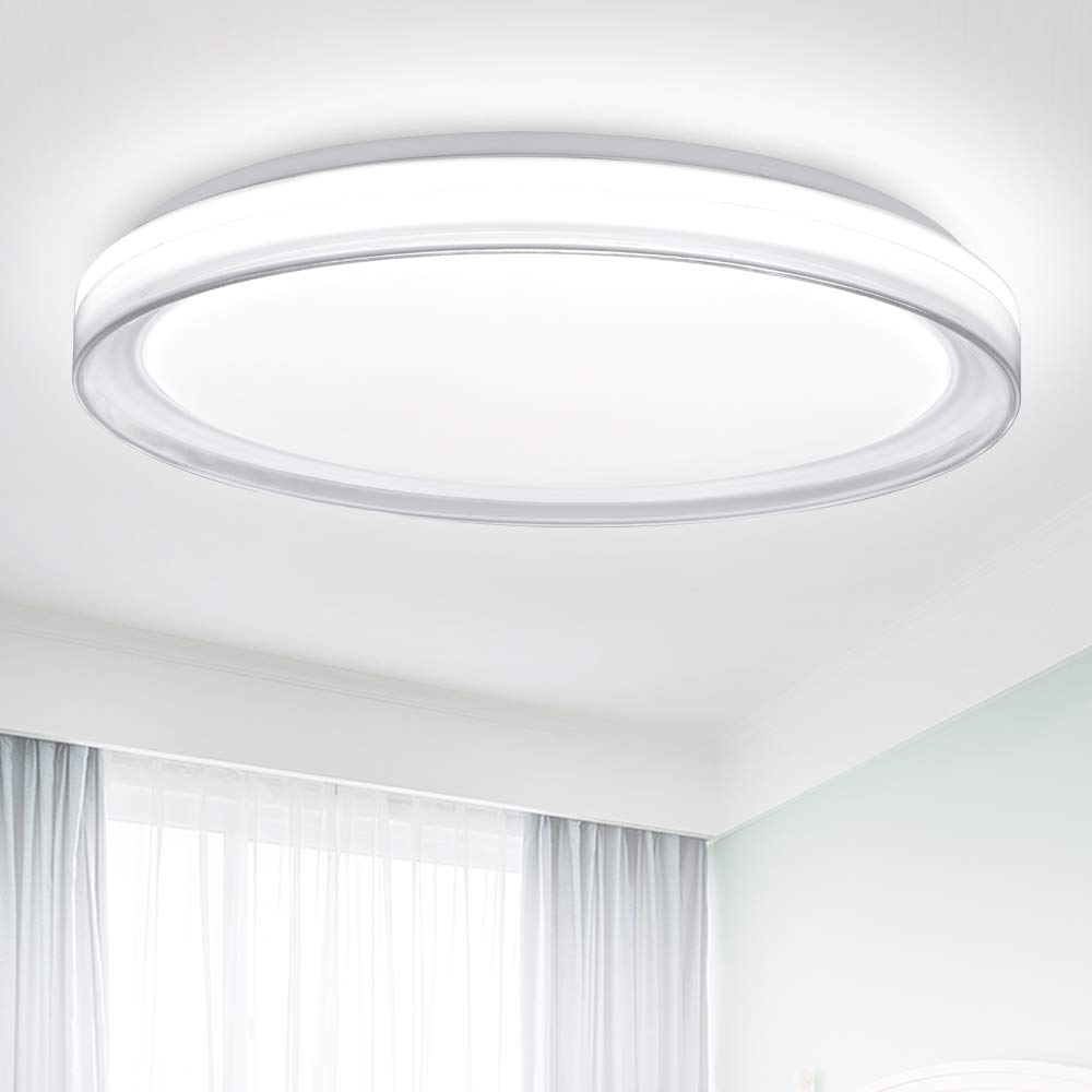 PADMA48W Modern Flush Ceiling Light, Dimmable Ceiling Lighting with Transparent Edges, LED Ceiling Light with Remote Control for Living Room/Dining Room/Bedroom/Hallway/Office,3000-6000K
