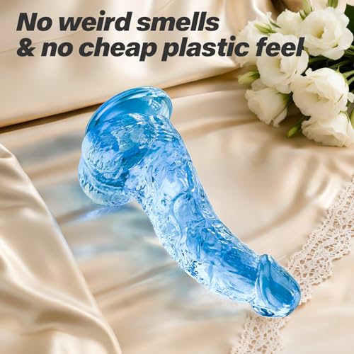 Image of 6.7 Inch Realistic Blue Dildo, Soft Flexible Lifelike Penis