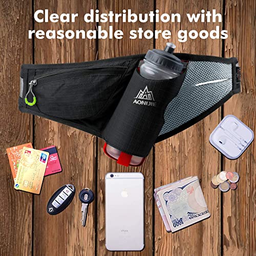 Belt Bag Multifunctional Bum Bag Water Resistance Breathable Waist Bag with Bottle Holder for Running, Hiking, Cycling, Climbing, Camping Travel, Black-e849, Running - Image 6