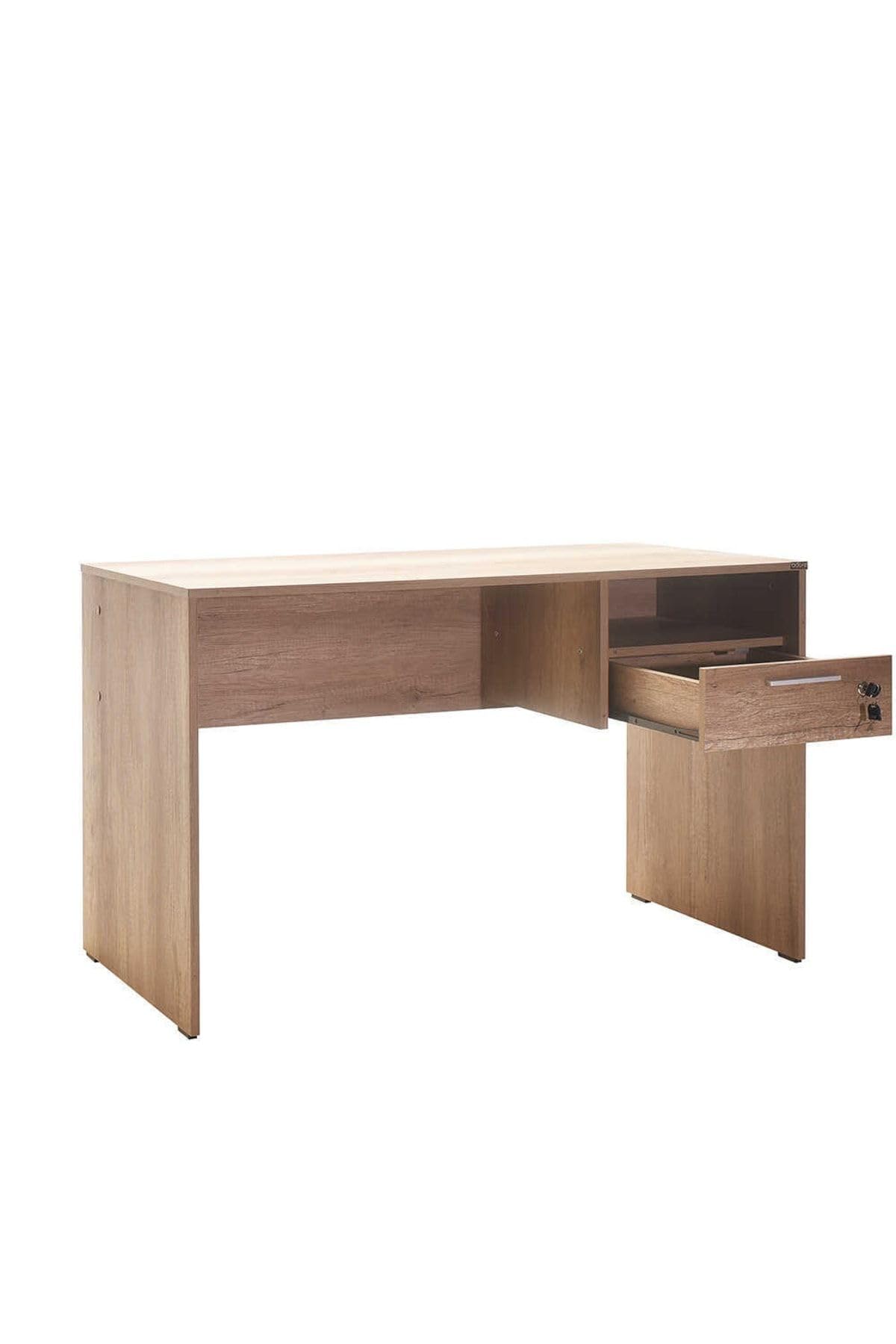 Adore Furniture Concept Study Desk with Locked Drawer and Compact Shelf, 120 cm Width cm x 75 cm Height cm x 60 cm Depth, Tori Walnut