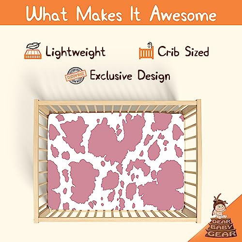 Image of Dear Baby Gear Baby Crib Sheets - Toddler Bed Sheets - Breathable Fitted Bed Sheet - Nursery Bedding - Cribs Mattress Cover - Crib Sheet for Girls & Boys - 52x28x10 (Dusty Rose Pink Cow Hide Animal)
