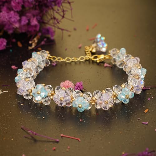 Women's crystal bracelets - lavender crystal flower design -, adjustable bracelets, fashion women's jewelry4