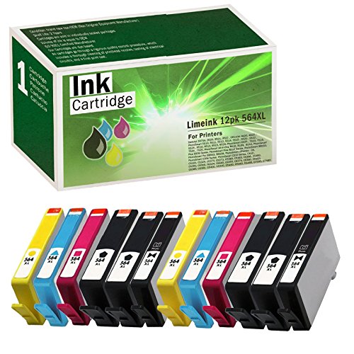 Limeink 12 Pack Remanufactured 564XL New Generation Ink Cartridges Set (4 Black 2 Photo Black 2 Cyan 2 Magenta 2 Yellow) for HP Photosmart 5510 5520 6510 6520 7510 7515 7520 7525 B8550 C5300 Printers
