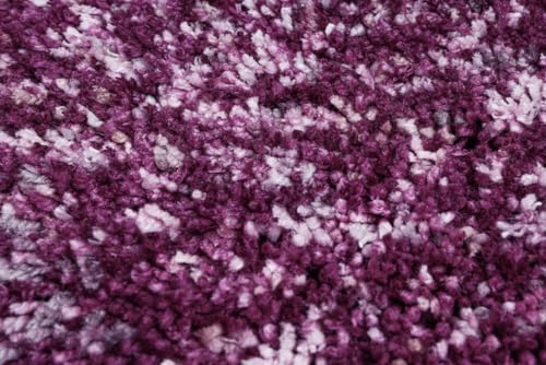 Image of FIASCO Tie Dye Shaggy Carpet Bedside Runner | 2 Inch Pile Height Back in Canvas for Bedroom, Kids Room, Guest Room Microfiber Soft Plush Fluffy Shaggy Carpet | 1.5x4 Feet Purple Ivory Mix