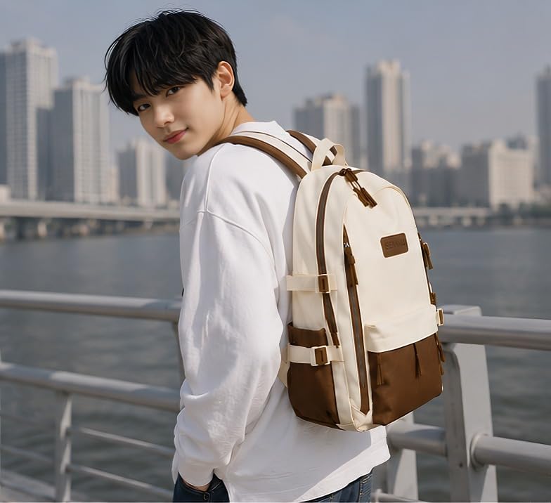Buy ARISEN BAG Unisex Korean Style Laptop Backpack Stylish Casual Backpack for Men And Women School,College and Travel 40 L Backpack (Brown) at Amazon.in - Image 8