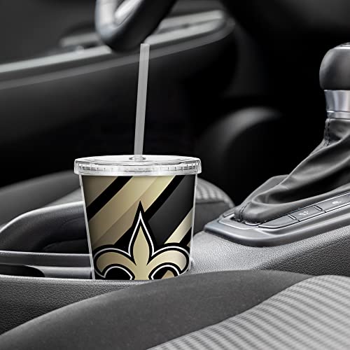 Image of Rico Industries NFL Football 16oz Clear Tumbler W /Straw for NFL Fans
