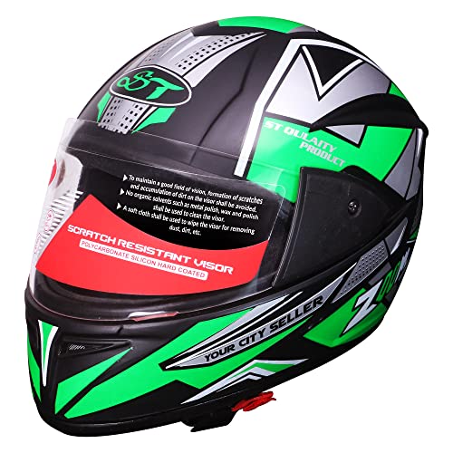 Image of Stylish Green Color Full Face Shield Helmet for Men and Women (Green)