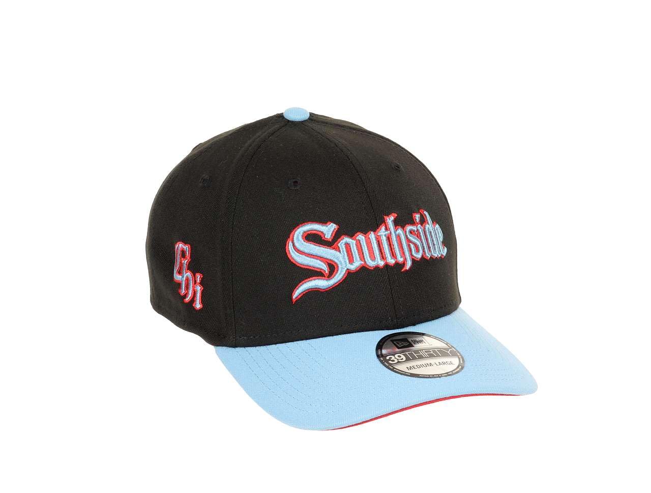 New Era Chicago White Sox MLB Chicago Sidepatch Two Tone Black Blue 39Thirty Stretch Cap — image 1