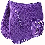 CHALLENGER Horse Quilted English All-Purpose Saddle Pad Purple w/Pockets 7285