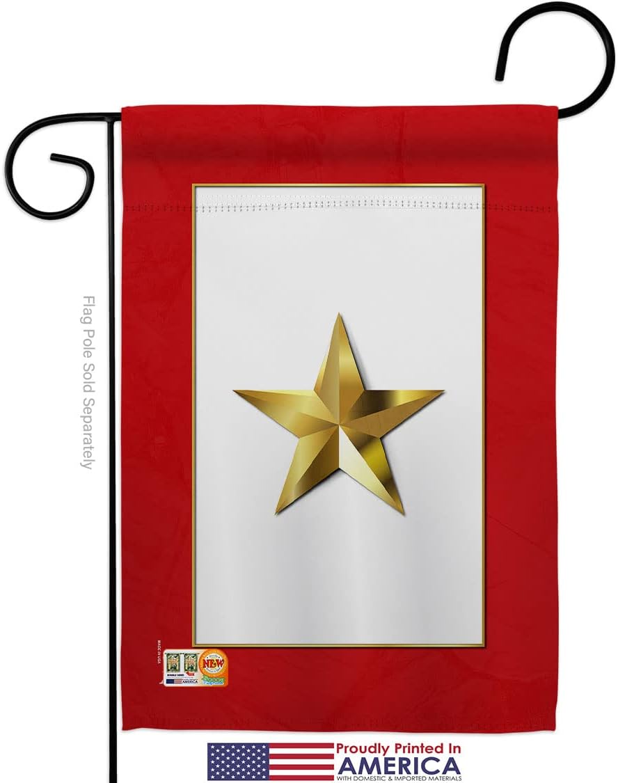 Gold Star Garden Flags 2pcs Pack Armed Forces Military Service All Branches Support Honor United State American Veteran Small Decorative Gift Yard House Banner Made In USA 13 X 18.5